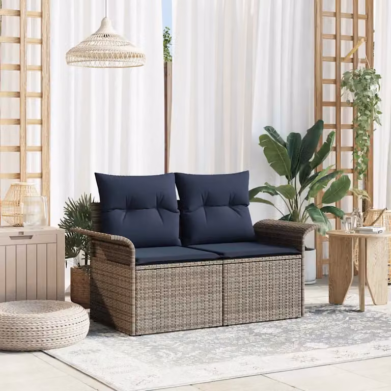 Divano da giardino vidaXL a forma di U in polyrattan grigio antracite con cuscini inclusi