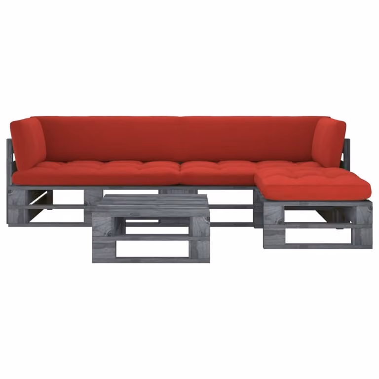 Maison Exclusive - Set da salotto a 4 pezzi in legno di pino impregnato, colore grigio