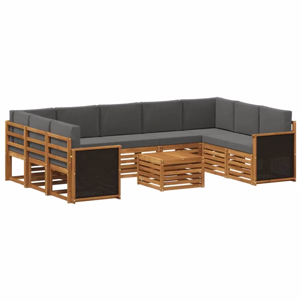 Set di divani da esterno moderno vidaXL in legno di acacia con cuscini beige e antracite – 2