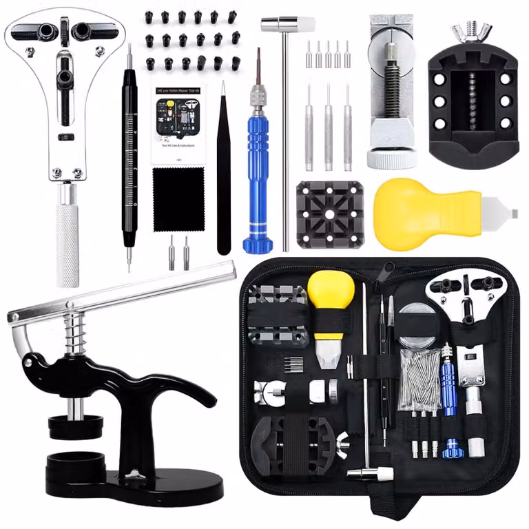 Omgoods - Kit professionale per la riparazione di orologi, completo di strumenti