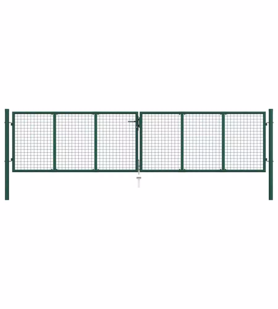 Cancello da Giardino a Rete in Acciaio 400x125 cm Verde