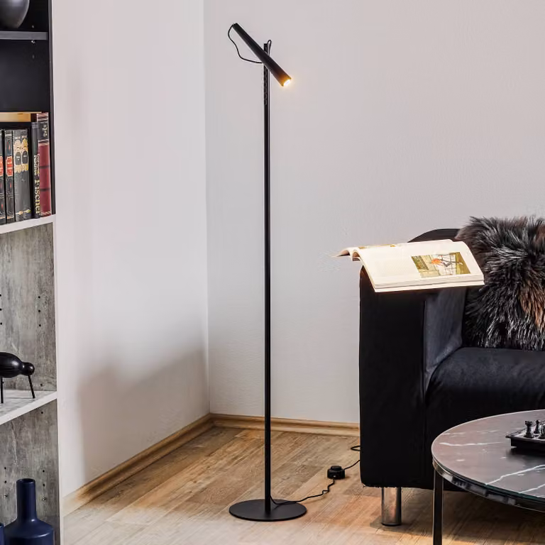 Foscarini Lampada da terra di design Magneto, Nero, Soggiorno / Sala da pranzo, Metallo, Design, Lampada da terra