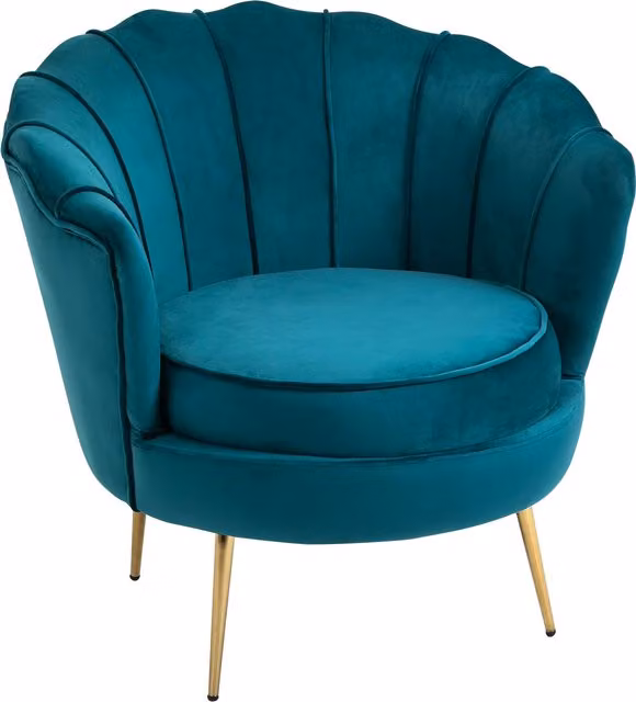 Poltrona di design HOMCOM in velluto verde petrolio con dettagli oro, stile vintage, L: 79 cm, P: 77 cm, H: 77 cm
