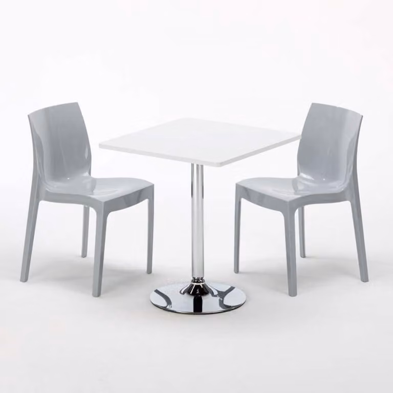Tavolo quadrato bianco e 2 sedie Set di aste per interni in polipropilene colorato Grand Soleil Ice Cocktail - Grigio