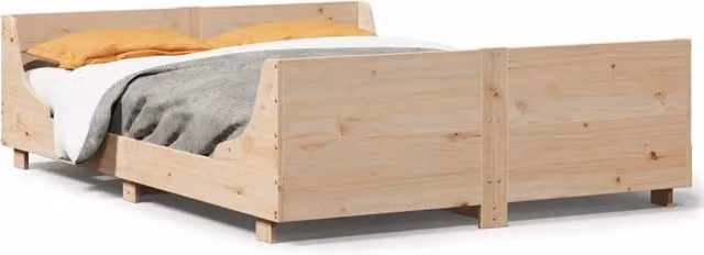 Letto matrimoniale | Letto per adulti | Letto senza Materasso 140x190 cm in Legno Massello di Pino
