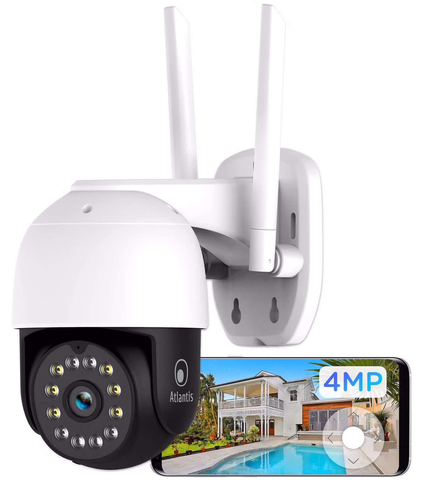 Telecamera di sicurezza Wi-Fi 2K per esterni - Risoluzione di 4 megapixel - Wireless - Telecamera con rotazione orizzontale e verticale