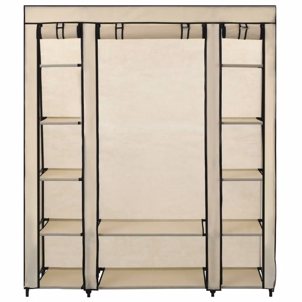 vidaXL Armadio in tessuto con scomparti appendiabiti crema 150x45x176cm