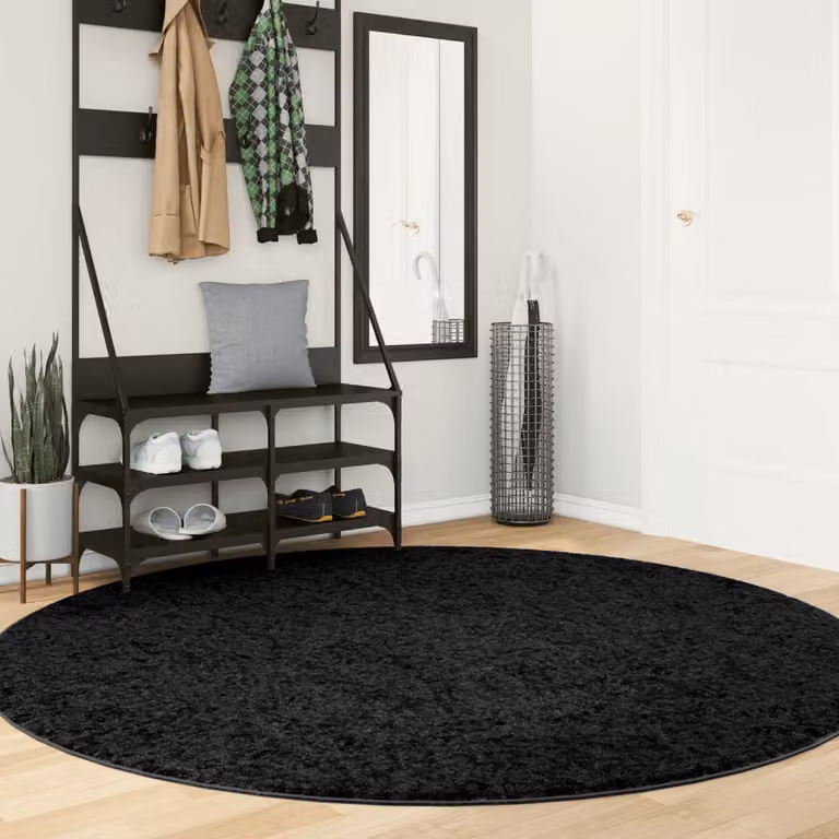 vidaXL Tappeto OVIEDO Rotondo a Pelo Corto Nero Ø 200 cm
