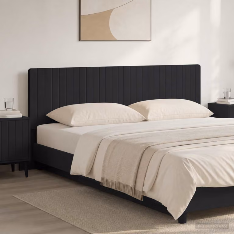 Testiera da muro vidaXL ZWOLLE moderna in tessuto nero con mensola integrata L: 180 cm, H: 50 cm, P: 15,8 cm