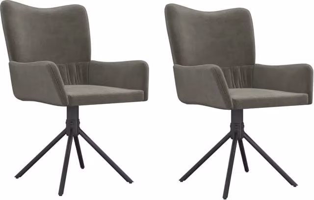 Set di 2 sedie da pranzo girevoli a 360 gradi in velluto grigio con braccioli e struttura in metallo e legno per cucina e soggiorno