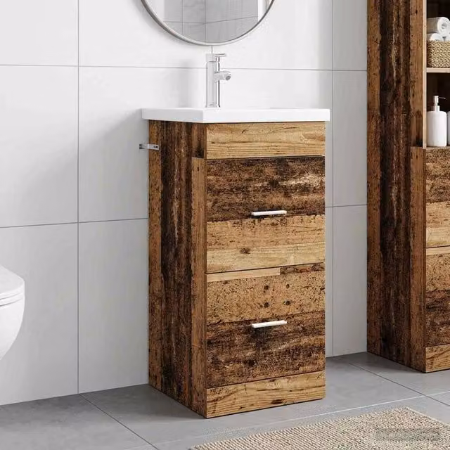 Mobile da bagno con lavabo vidaXL in legno color marrone, stile moderno, L: 42 cm, P: 40 cm, H: 84,5 cm – 1