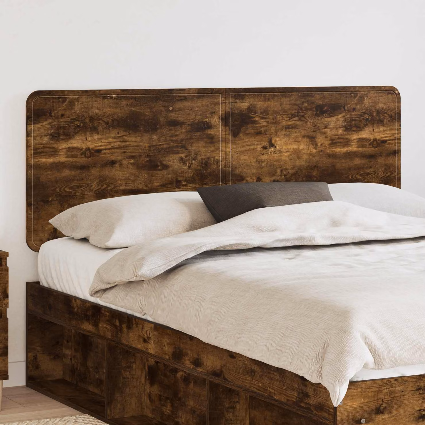 Testiera per letto vidaXL in legno ingegnerizzato Rovere Fumo, marrone opaco