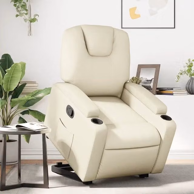 Poltrona Alzapersona Reclinabile vidaXL in Similpelle Beige con Assistenza Elettrica per Senior