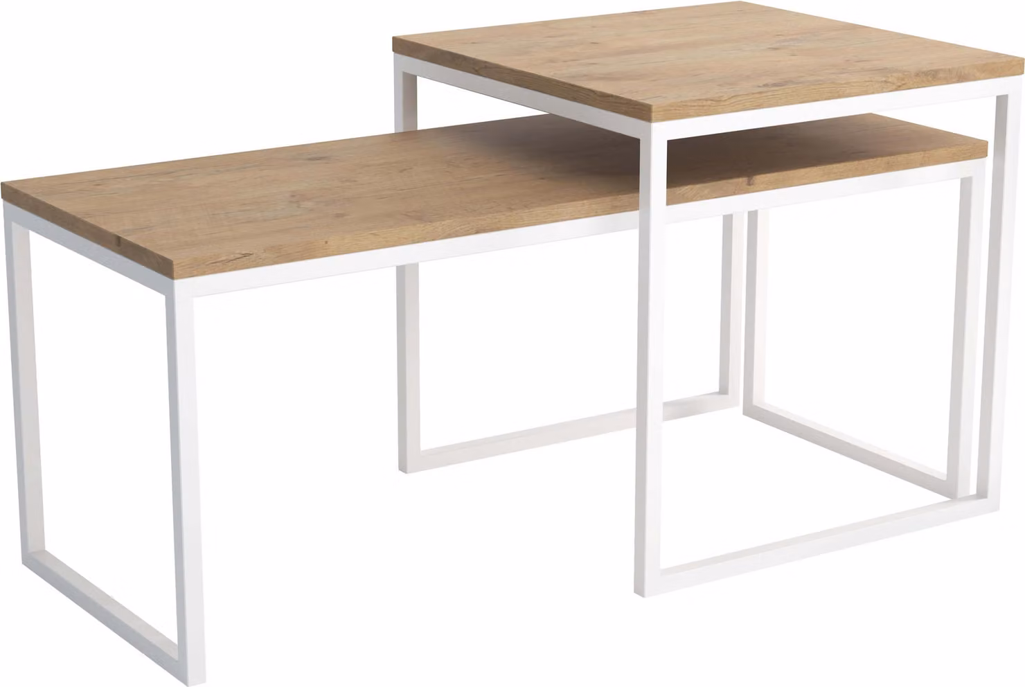 FURNLUX Tavolino Tony Beige E Bianco 50cm / Colore principale: Beige / Dimensioni: 50 x 50 x 50 cm