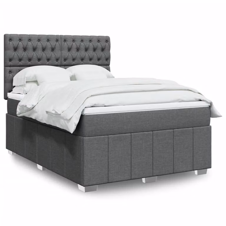vidaXL Giroletto Ibrido con Materasso in Tessuto Grigio e Bianco L/P/H: 140 x 200 cm