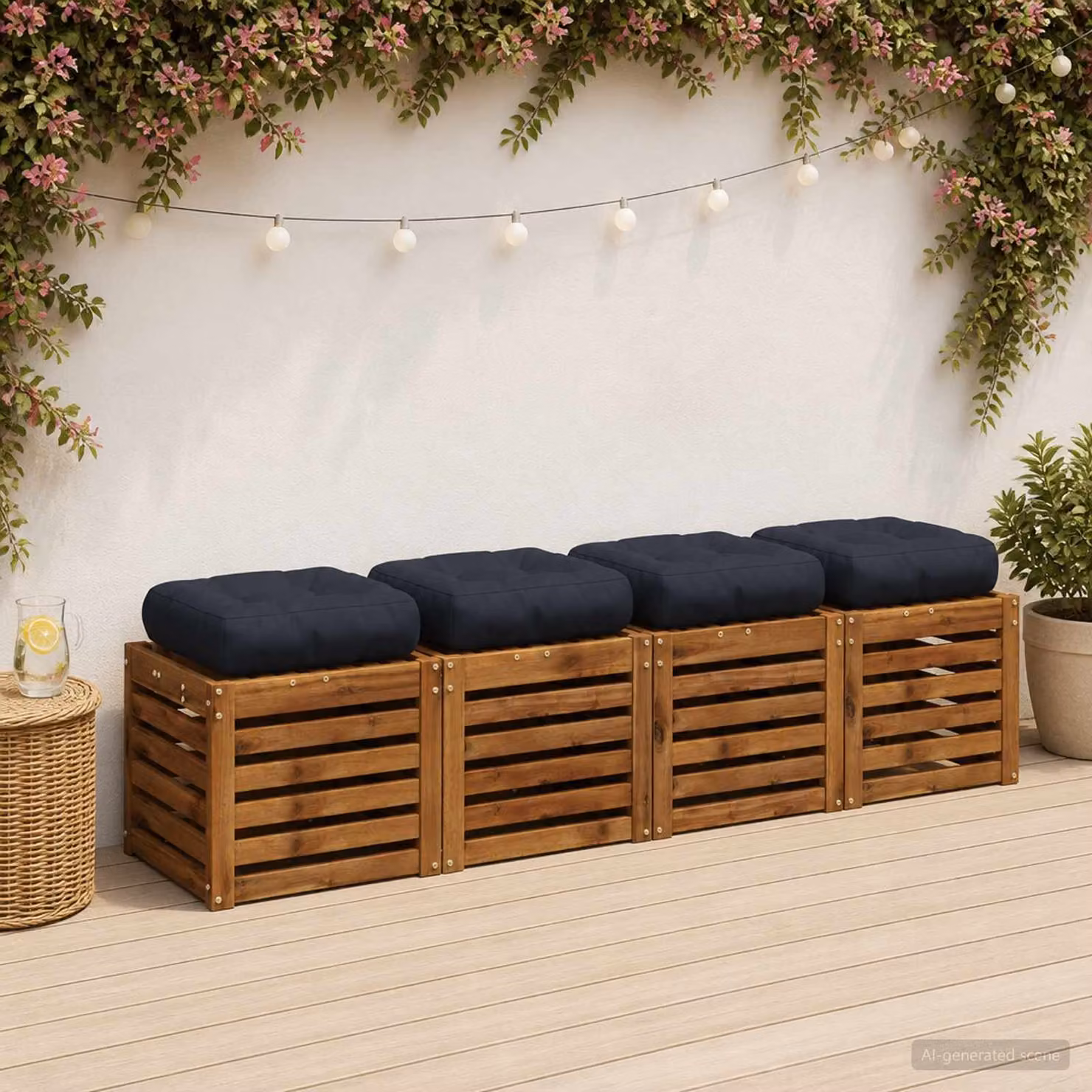 Set di 4 cuscini per sedia vidaXL VIANEN blu in poliestere con rivestimento rimovibile e lavabile