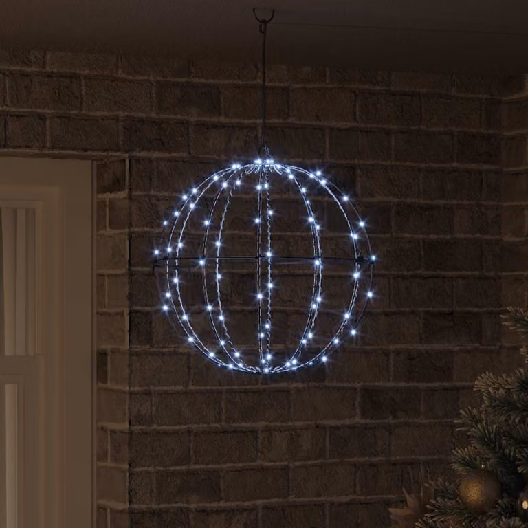 Sfera decorativa natalizia vidaXL in metallo bianco con 120 LED luce bianco freddo e telecomando L 40 x P 40 x H 42 cm
