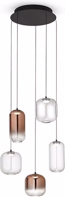 Lampadario Contemporaneo Hunter Alluminio Nero Vetro 5 Luci Led 5W 3000K