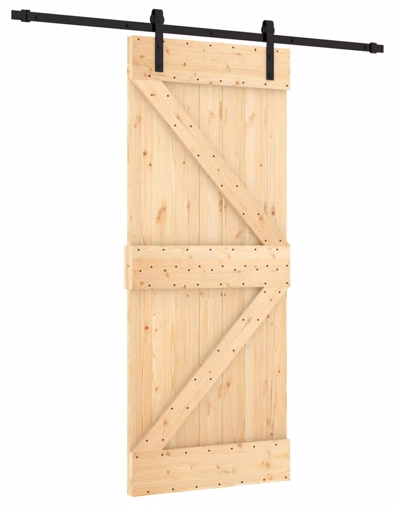 Porta scorrevole Naturale e Nero 85 x 210 cm