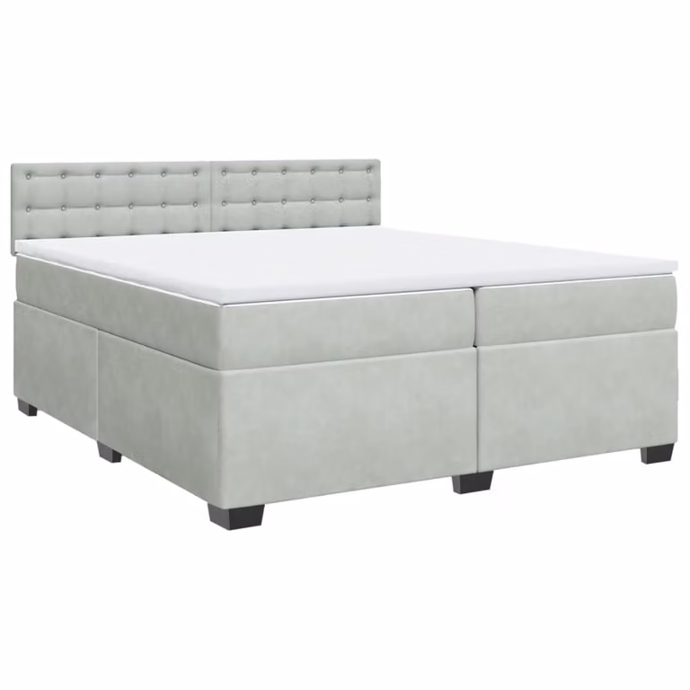Giroletto a Molle con Materasso Grigio Chiaro 200x200cm Velluto