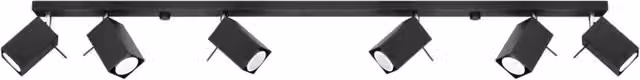 Plafoniera Bravea Pure Lume nera con 6 luci GU10 regolabili e dimmerabili, L: 120 cm