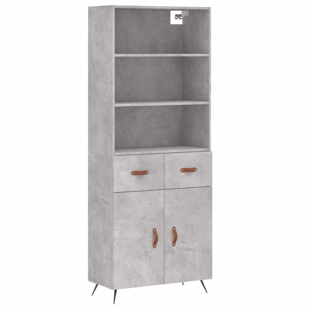 Credenza Grigio Cemento 69,5x34x180 cm in Legno Multistrato