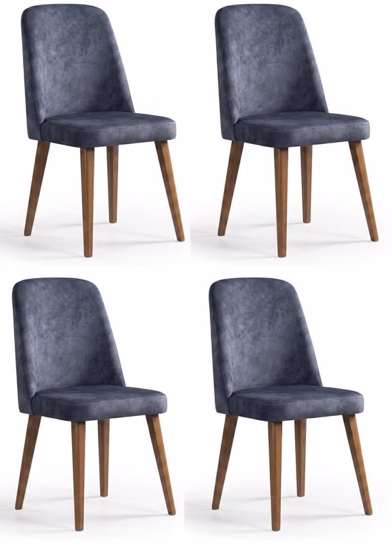 Set di sedie grigie, esclusivo, composto da 4 sedie con struttura in legno, design moderno, confezione da 4 pezzi