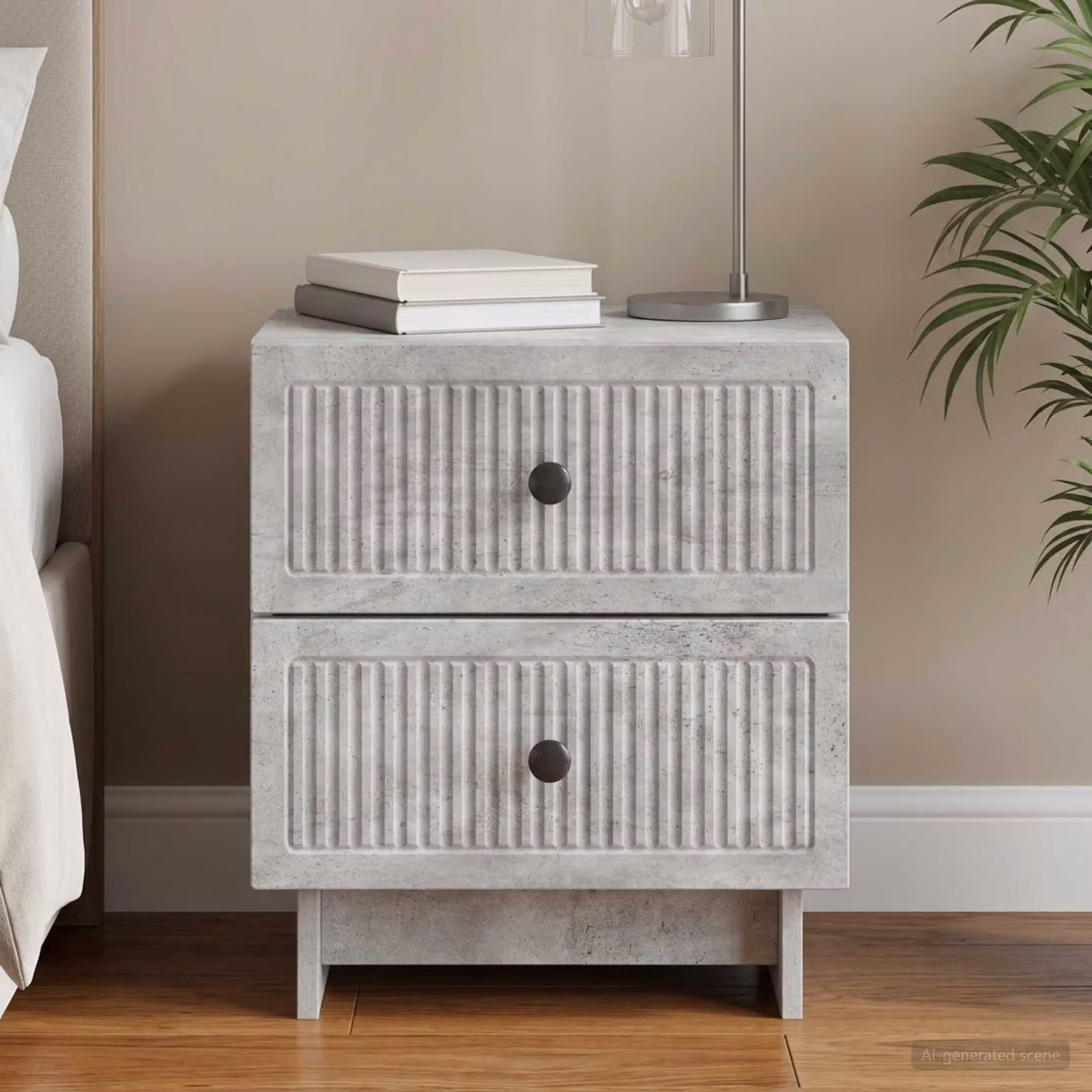 Armadio da Notte vidaXL Grigio Cemento, L: 43 cm, P: 34,5 cm, H: 47,5 cm
