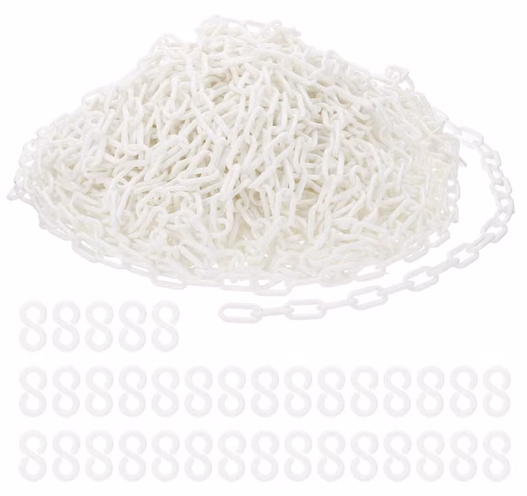 Catena di sicurezza in plastica, lunghezza 60 metri, colore bianco, dimensioni 35x20x6 mm, per delimitazioni