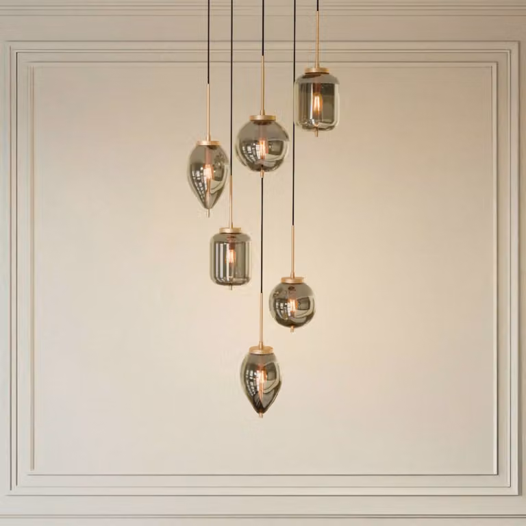 Lampada a sospensione in vetro Elani Lucande, dimmerabile, Nero, Soggiorno / Sala da pranzo, Vetro, Moderno, Lampada a sospensione