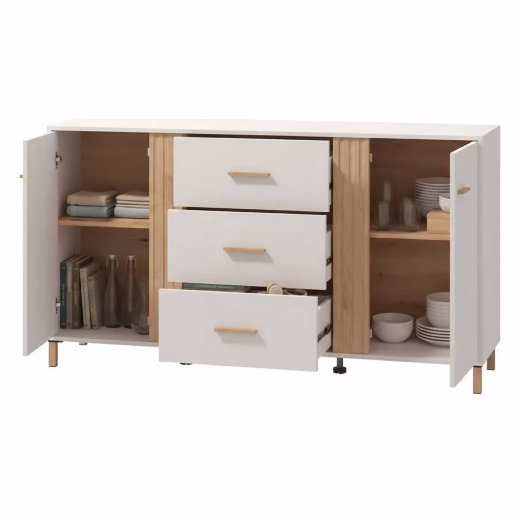 Madia Frisanco DMORA con 2 ripiani, Bianco Crema, L: 163.5 cm, P: 40 cm, H: 90 cm – 2