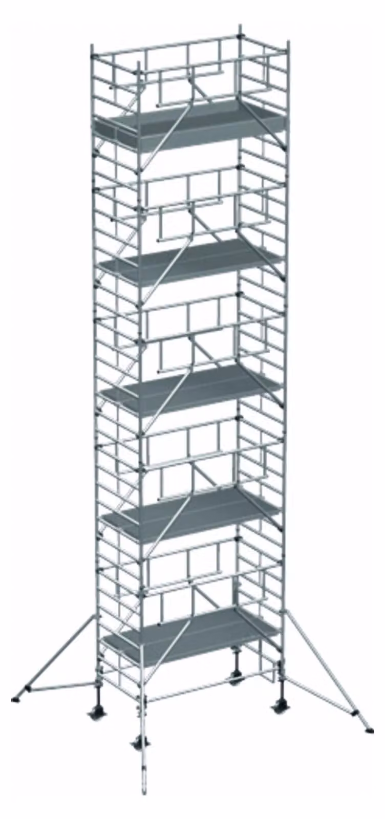 Ponteggio mobile Zarges MultiTower S-PLUS 2T con bracci, larghezza doppia della piattaforma 2,50 m, lunghezza della piattaforma 11,20 m AH