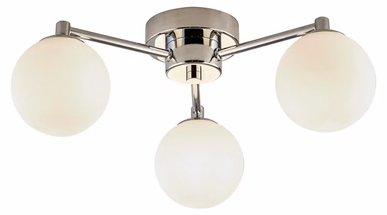 Plafoniera Contemporanea Tiberio Acciaio Cromo Bianco 3 Luci G9