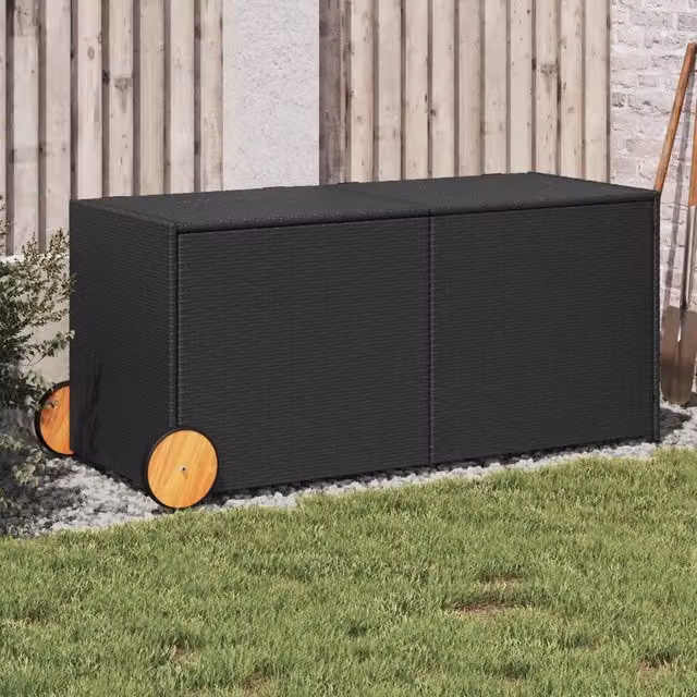 Sedia da giardino moderna vidaXL in legno di acacia oliato colore nero L: 127,0 cm, P: 55,0 cm, H: 59,5 cm – 1