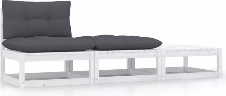 Maison Exclusive - Set da giardino 3 pezzi con cuscini Bianco Legno massello di pino