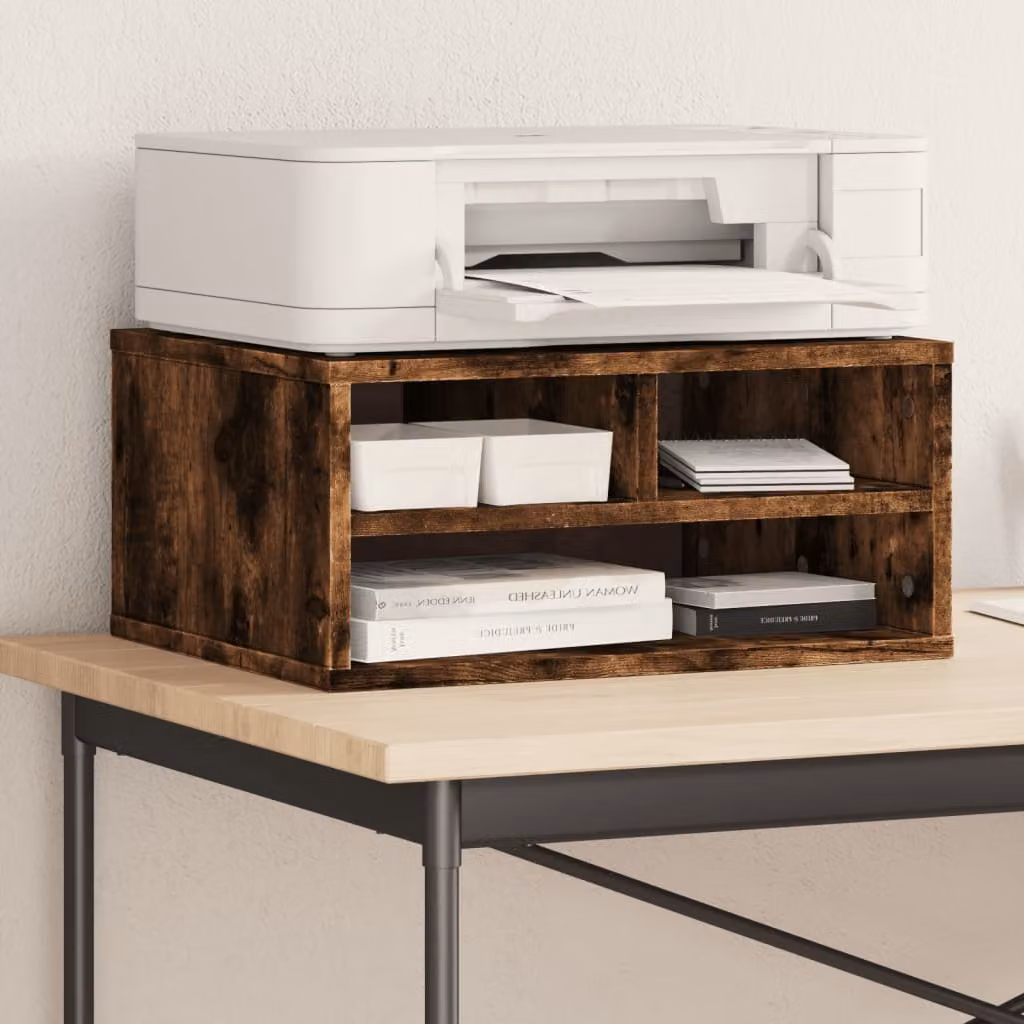 Supporto Stampante vidaXL in Legno Multistrato Rovere Fumo, L 49 cm x P 40 cm x H 22,5 cm