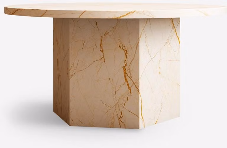 Tavolino effetto marmo 80cm moderno rotondo basso Deki