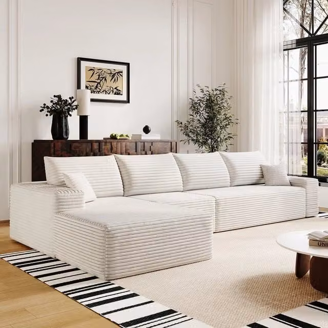Divano angolare con Chaise Longue ¨C Minimal ¨C 340cm bianco moderno modulare