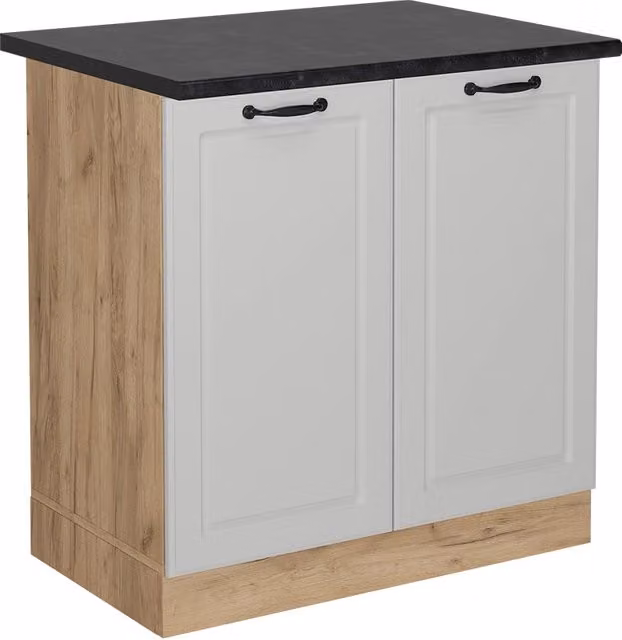 Mobile lavello cucina R-Line Bianco rustico/Rovere dorato 80 cm, PL Antracite Vicco
