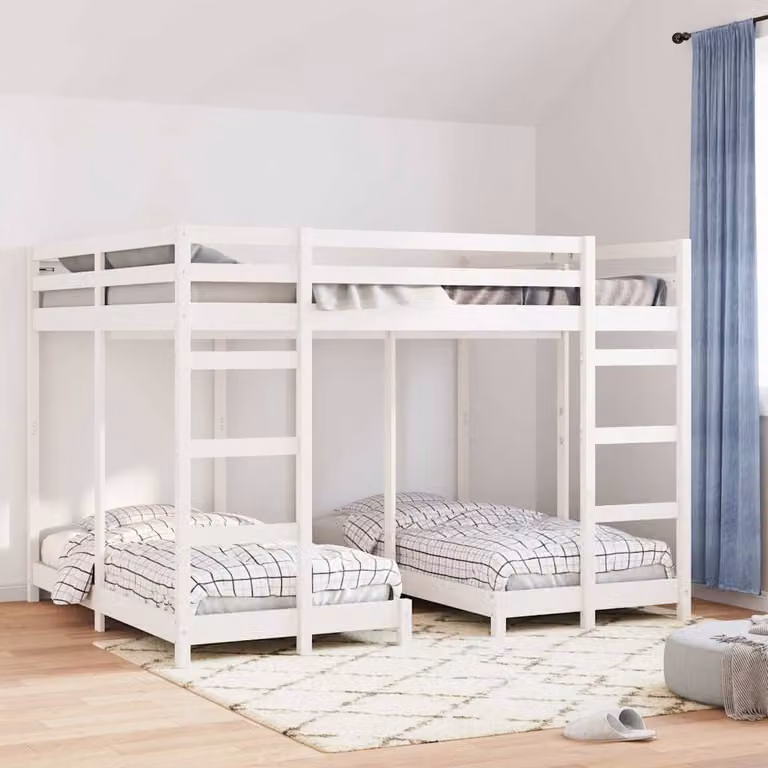 Letto a castello doppio vidaXL in legno di pino bianco L 200 cm x P 160 cm x H 167,5 cm