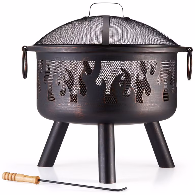 Boccia per il fuoco, design a fiamma, diametro 54,5 cm, acciaio legato color bronzo