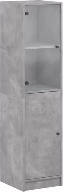 Credenza moderna con ante in vetro Grigio Cemento L/P/H: 35 x 20 x 142 cm