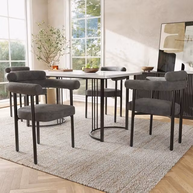 Set 4 Sedie da Pranzo ¨C MINIMAL ¨C Velluto Grigio Scuro, Seduta Imbottita, Stile Moderno