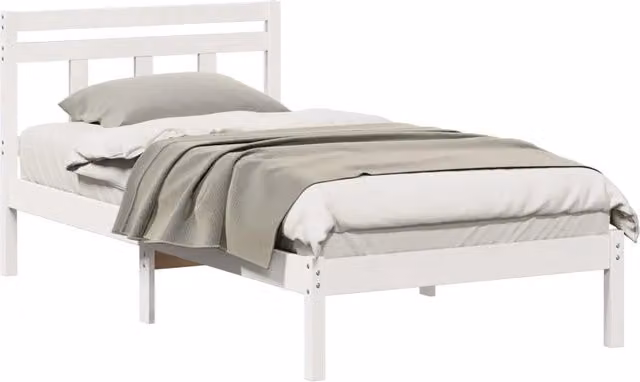 Letto singolo per adulti in pino massello bianco con doghe fisse L/P/H: 205.5 x 100 x 80.5 cm – 1