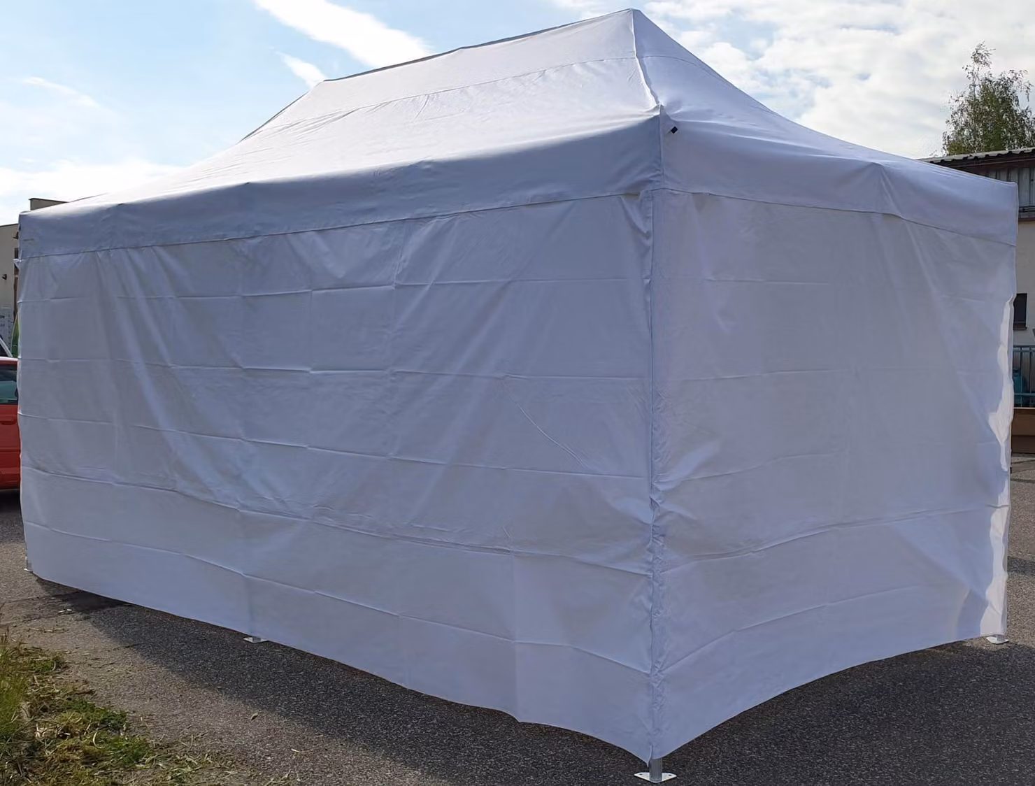 Tenda da festa a forbice 3x6 m ALU Standard 450 g/m² - 4 pareti laterali piene, bianco