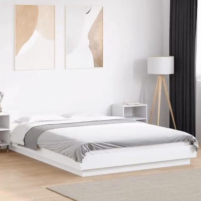 Giroletto VIDAXL Bianco con Luci LED e Porte USB in Legno, L/P/H: 200 x 120 x 30 cm