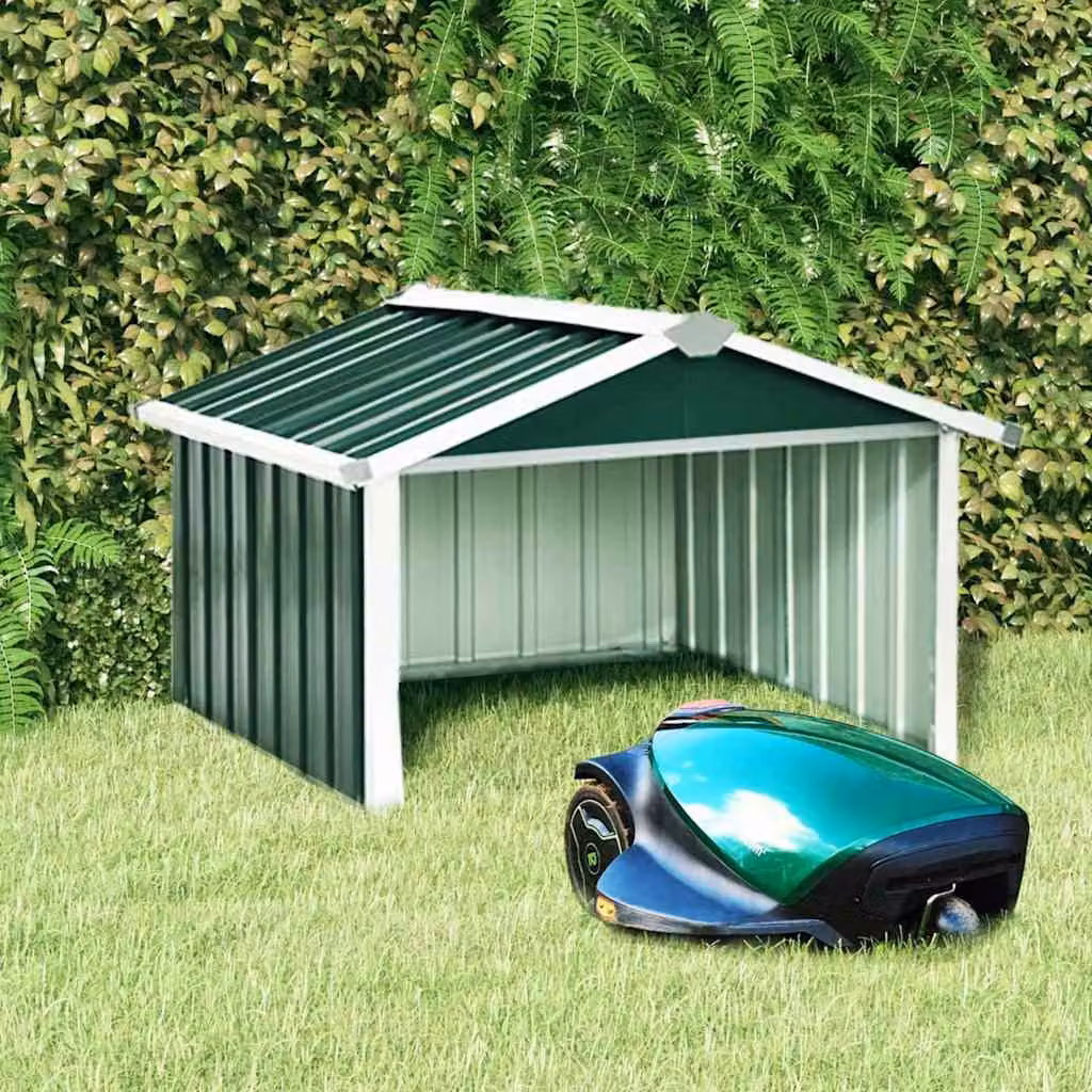 vidaXL Capanno per Robot Tosaerba in Acciaio Zincato Verde L: 92 cm, P: 97 cm, H: 63 cm