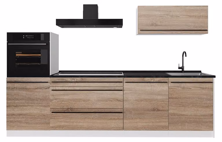 Cucina componibile Vicco R-Line Sonoma/Bianco 280 cm piano di lavoro Antracite, Model 67277