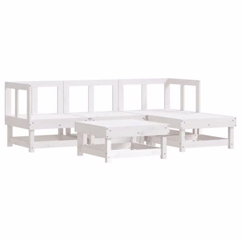 Set Salotto da Giardino 5 pz in Legno Massello di Pino Bianco