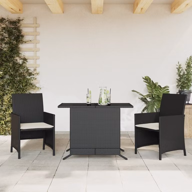 Maison Exclusive - Set da bistrot 3 pezzi con cuscini Nero Poly Rattan